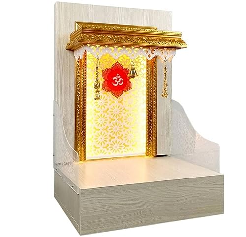 Pooja Mandir en bois haut de gamme Devyom avec mandrin mural