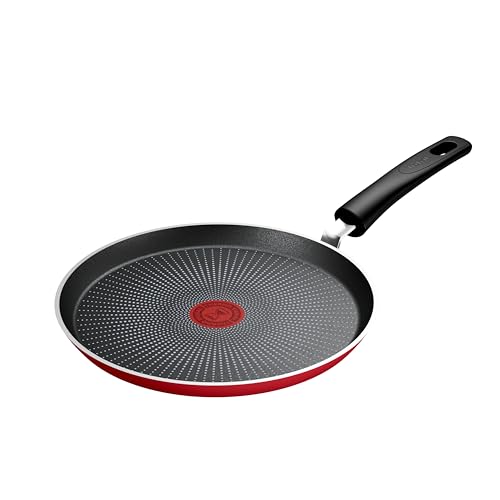 Tefal Daily Expert C2893802 - Sartén antiadherente roja para panqueques, 25 cm, mango fijo de aluminio, revestimiento antiadherente de titanio, tecnología Thermo Signal ™ para cocinar más fácilmente,