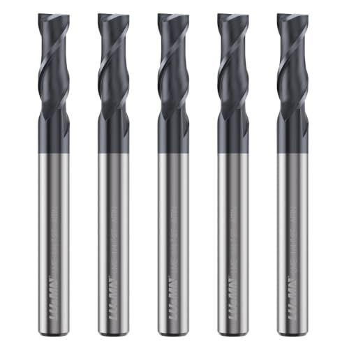 LU&amp;MN Carbide Square End Mill, 2 Flute, 1/4", 5 Piece