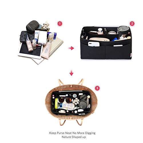 Image of ZTUJO Felt Purse Organizer, Multi Pocket Bag in Bag Organizer For Tote & Handbag Shaper, Speedy 30, Speedy 35 and Speedy 40, Black, Slender Medium