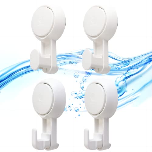 Taili Suction Cup Hooks 4 Packs Heavy Duty Towel Hanger Easy To Install Shower Hanger For Bathroom Kitchen Hotel No Drilling Removable Portable Wall Hooks Waterproof, White #TOP15