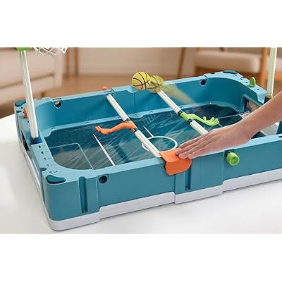EastPoint 5-in-1 Tabletop Stadium Game Center - Teal, Plastic - Foosball Table Competition - Air Hockey Table for Kids Fun - Pinball Machine & Football Games Variety