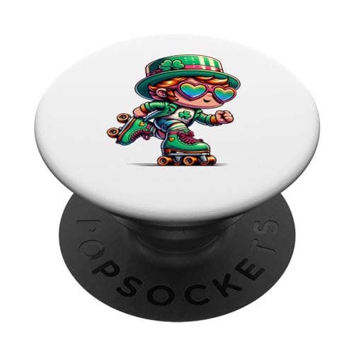 Patinaje sobre ruedas Leprechaun Niños Hombres Mujeres Día de San Patricio PopSockets PopGrip Intercambiable
