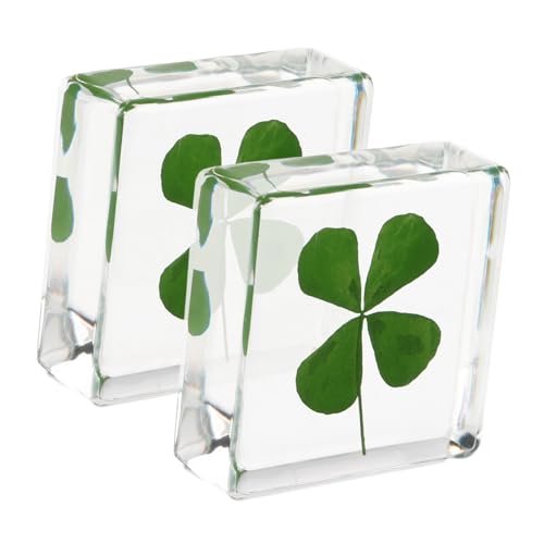 TOPBATHY 2stücke Harzprobe Kleeblattornament Vierblättriges Kleeblatt Dekoration Kleeblattschmuck Für Schreibtisch Kleines Kleeblattharzdekor Harzkleedekor Kleeblattdekor Für Tisch