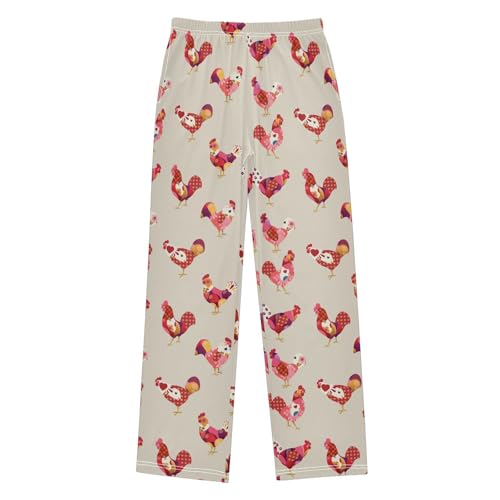 ZZXXB Retro Cocks Print Boys Long Pants Soft Trousers Elastic Waist Kids Lounge Bottoms with Pockets S-XL
