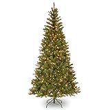 National Tree Company Pre-Lit Artificial Slim Christmas Tree, Green, Aspen Spruce, White Lights,...