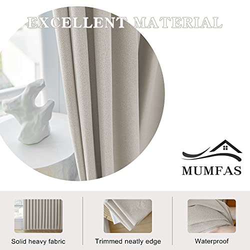 Mumfas Blackout Pinch Pleat Linen Curtain For Bedroom Farmhouse Hall Thermal Insulated Room Darkening Patio Door Window Waterproof Curtain Panel With Tieback & Hooks 1 Panel 100W X84L,Oatmeal Beige #TOP4
