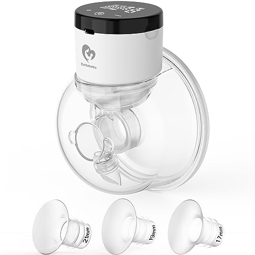 Bellababy Hands-Free Breast Pump Wearable Touch Control Electric Breast Pump Comfortable & Low Noise & Compact 4 Modes & 9 Levels Suction 6 oz 1 Pack (24mm Flange with 21mm/19mm/17mm Inserts)