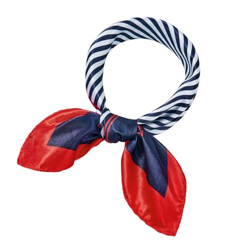 Sailor Scarf Flight Attendant Neck Scarf Red White And Blue Bandana For Women Yacht Rock Party Accessories Blue And White Stripes
