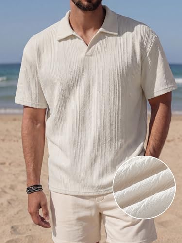 Camiseta masculina de manga corta oversize con rayas, camiseta casual holgada de streetwear con cuello redondo miniatura 4