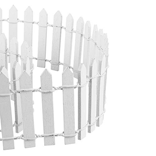 Ideen mit Herz Mini-Holzzaun | 90cm lang | zuschneidbar | kleiner Zaun zum Basteln & Dekorieren | Miniatur-Zaun für Modellbau, Puppenhaus, Terrarium, Garten, Blumentopf (Design 2 | 5cm hoch | weiß)