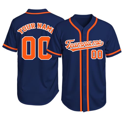Image of Custom Baseball Jersey Personalized Stitched or Printed Name Number Baseball Shirt Sports Uniform Gifts for Men Women Youth