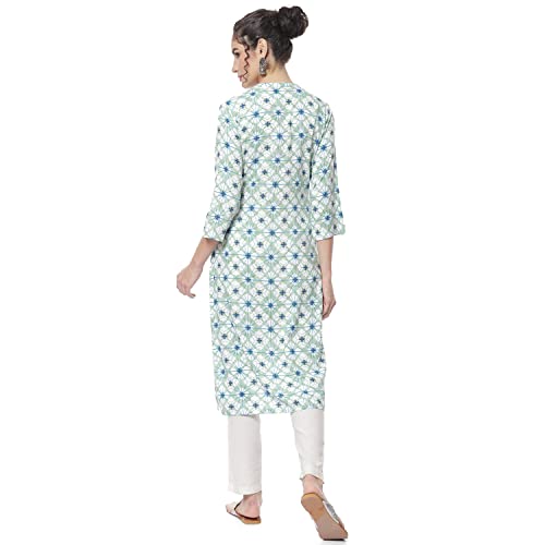 Image of Rangriti Blue Liva Straight Kurta for Women