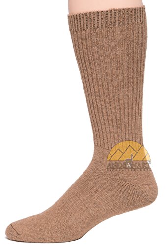 AndeanSun Alpaca Socks with Real Copper Fibers and Organic Pima Cotton (Light Rose Brown, Large)