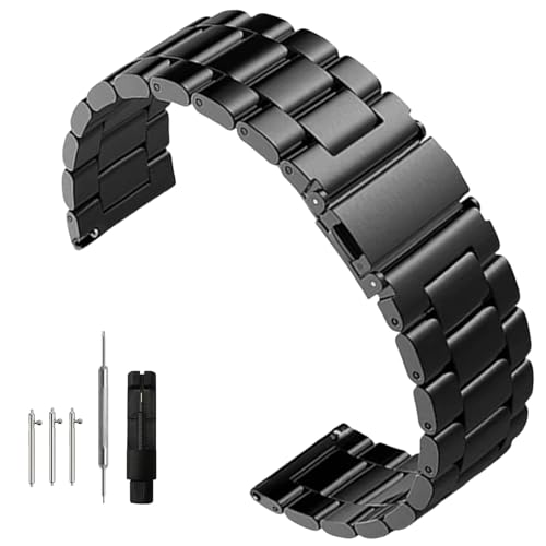 Image of Quick Release Stainless Steel Watch Band Matte Brushed Metal Watchband 14mm 16mm 18mm 20mm 22mm 24mm Universal Solid Stainless Steel Metal Smartwatch Bracelet Replacement Band for Men Women