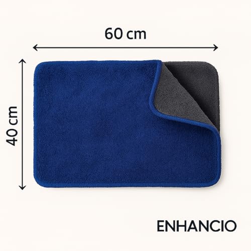 Image of 1100 GSM Twisted Loop Microfiber Towel 60x40 cm | Ultra Thick Car Drying Cloth Edgeless Fast Drying | Super Absorbent Lint Free Scratch Free for Car Wash Polishing Detailing | Dark Grey Blue