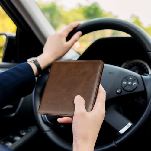Image of CoBak Car Registration and Insurance Holder - Vehicle Glove Box Car Organizer, Auto Truck Comparment Accessories Case for Essential Document, Driver License, Cards (Cowhide Brown)