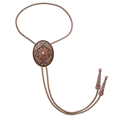 Image of GelConnie Floral Bolo Tie for Men Womens Bolo Tie Necklace Native American Black Men's Bolo Ties Western Cowboy Bolero Ties