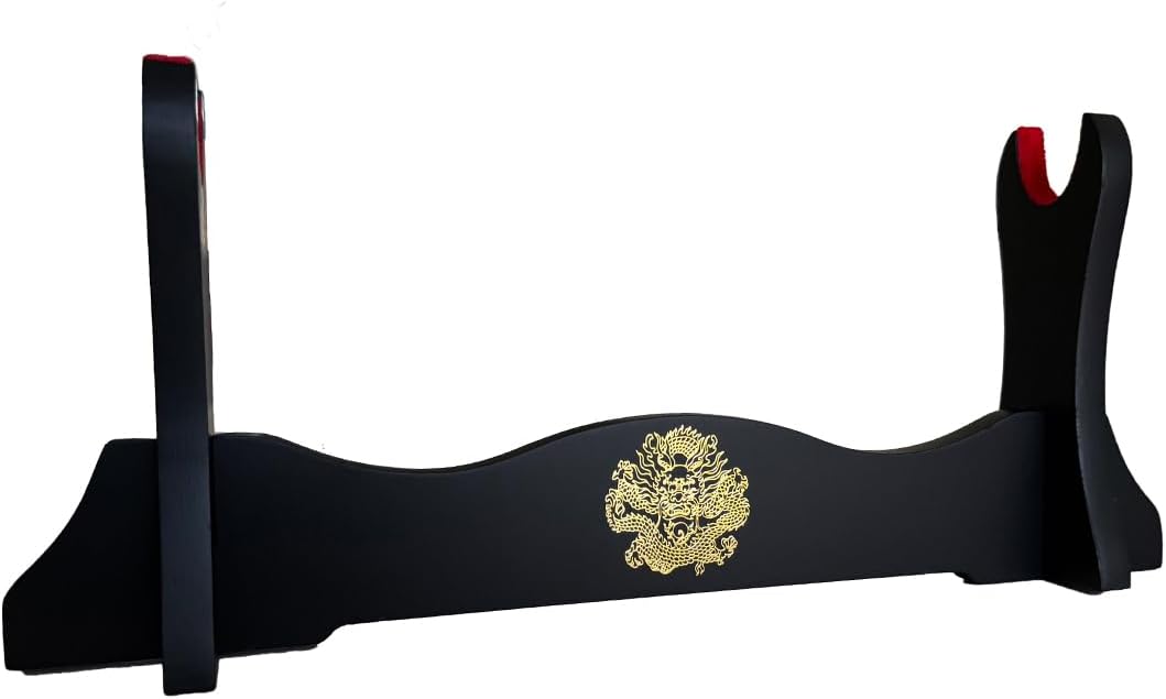 Sword Holder Japanese Velvet Padded Katana Stand Samurai Display Rack Support All Sword ragon Pattern,1 Tier