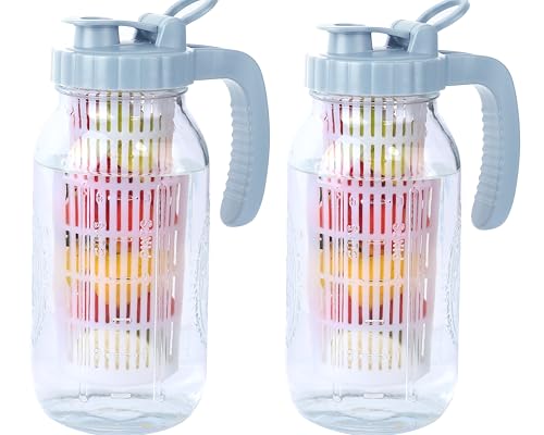 Glass Mason Jar Pitcher with Infuser Lid 64 Oz