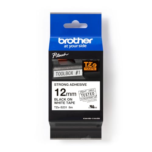 Brother TZES231 - Cinta, 12 mm x 8 m, color blanco y negro