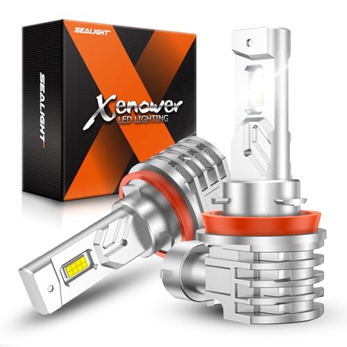Image of SEALIGHT H11 LED Fog Light Bulb 16000LM, 6000K White with Liquid-Cooled Copper Tube, H11 /H16 /H8 LED Fog Lights for Car, Trucks, Pack of 2