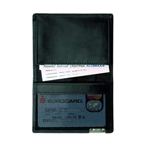 ALASSIO Visitenkarten Etui Metallclip, Leder, Sw, Schwarz Cover