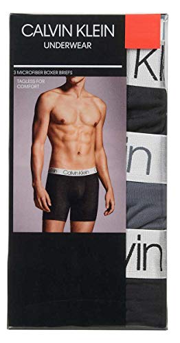 Calvin Klein Mens 3 Pack Chromatic Microfiber Boxer Briefs (Black/Grey/Black, X-Large)4