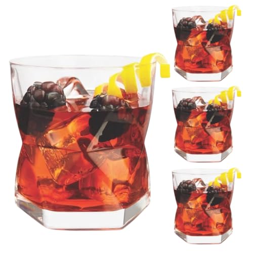 El Mejor Listado de Vasos de agua y de whisky - los preferidos. 48 ADIANTE | Set de 4 Vasos de Vidrio Modelo Minimalista Rombus 345ml