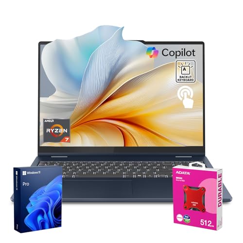 Lenovo IdeaPad Slim 5 Next Gen AI Copilot Business Laptop 2025, pantalla táctil FHD+ de 40.6 cm, AMD Ryzen 7 350, 64GB DDR5 RAM, 2TB SSD, KB retroiluminado, Wi-Fi 7, W11P, paquete con SSD externo