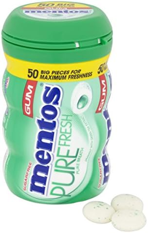 Mentos Gum Pure Fresh, Spearmint (Pack of 6 , 50-Piece)
