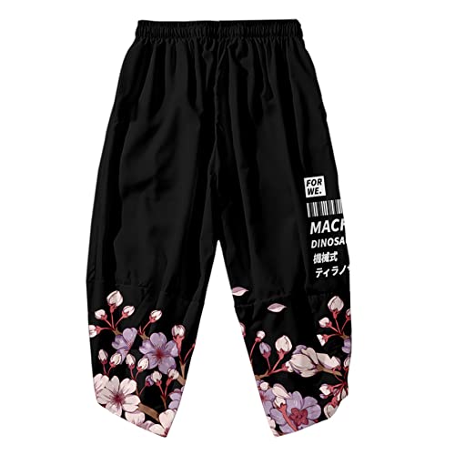 Image of DOSLAVIDA Men's Japanese Kimono Cardigan Suit Chinese Style Printed Jacket Pants Set Open Front Seven Sleeve Top & Shorts