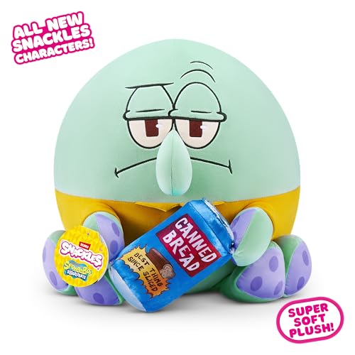 Snackles Figur Spongebob Schwammkopf, 35 cm großes Plüschspielzeug (Sqiudward & Canned Bread) von ZURU, Plüschspielzeug mit Snack-Accessoire – Ansicht 3