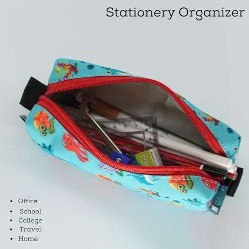 Image of VISMIINTREND Sea World Pre Printed Flat Pouch - Lightweight and Multi-Purpose Organizer for Girls & Boys, Adults