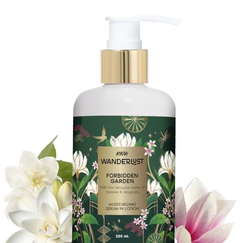 Image of Nykaa Wanderlust Forbidden Garden Moisturising Body Lotion, 250 ml |Jasmine and Magnolia | Lightweight, Long-Lasting Hydration | Vegan, Paraben-Free I Suitable for All Skin Types