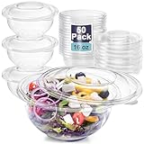 Cedilis 50 Pack 16oz Plastic Salad Bowls with Lids, Small Clear Disposable Containers for Salad Meal Prep, Perfect for Picnics or as a To-Go Serving Bowl