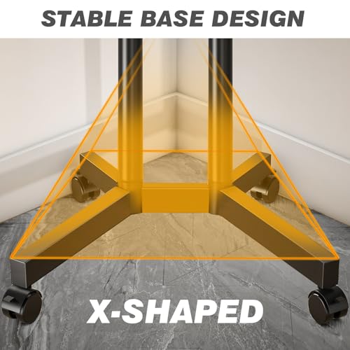Rolling TV Stand with Upgraded Wheels for 32-75 Inch TVs, Height Adjustable Mobile TV Stand with Laptop Shelf, Mobile TV Cart with Heavy Duty Structure up to 88lbs for Living Room - Thumbnail 3
