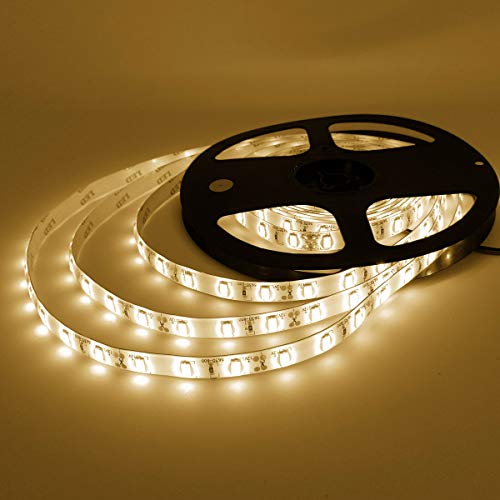 YUNBO - Tira LED blanca cálida 3000-3500 K, 12 V, SMD 5630, 300 ledes, flexible, IP65, resistente al agua, recortable, banda LED para casa, dormitorio, cocina