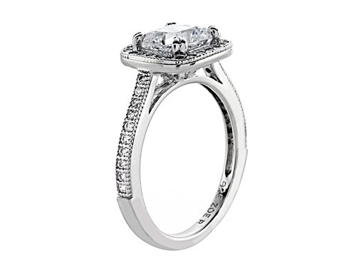 Zoe R Sterling Silver Micro Pave Hand Set Cubic Zirconia Halo 6mm Cushion-Cut Center Wedding Set Size 6.53