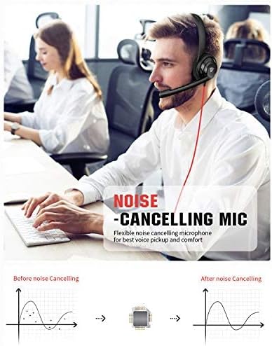NUBWO USB Headset with Microphone Noise Cancelling & Audio Controls, Over-The-Head Computer Headphone for PC, Super Light, Ultra Comfort （Black）