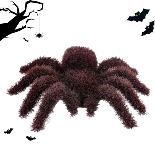 Ragno peloso di Halloween 11,5 x 9,5 cm, ragno finto realistico con zampe pieghevoli, ragno di Halloween spaventoso e peloso, decorazione spaventosa di Hallowe