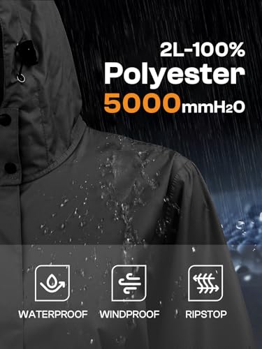 SaphiRose Women's Long Rain Jacket Waterproof Lightweight Hooded Raincoat Packable Knee Length Rain coat2