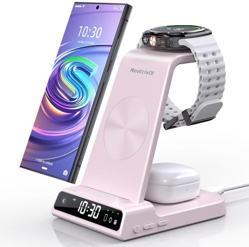 Wireless Charger für Samsung Ladestation für Galaxy S25 Ultra/S24/S23 | Induktive Ladestation für Samsung Galaxy Watch Ultra/8/7/6, Kabelloses Ladegerät für Galaxy S24/Z Flip 7/Z F