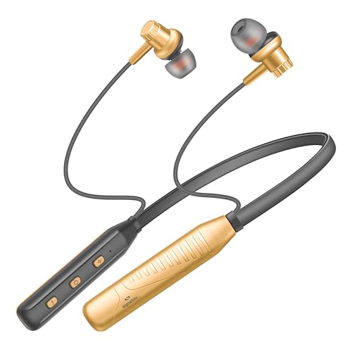 Image of TP Troops Bluetooth Wireless in Ear Earphones with Above 20 Hours Playback, 10mm Dynamic Driver, Gaming Mode, High Bass, IPX4 Water and Sweat Resistant, Type C Fast Charging (Gold)