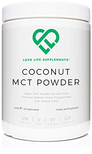 Coconut MCT Powder de LLS | Vegano | Alto en grasas saludables y fibra | 0g de carbohidratos | Perfecto para la dieta Keto | 430g - 30 porciones | Love Life Supplements