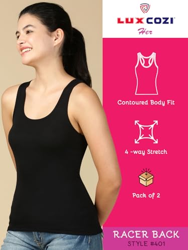Image of Lux Cozi Women's Cotton Regular Fit Racerback Tank Top | Pack of 2