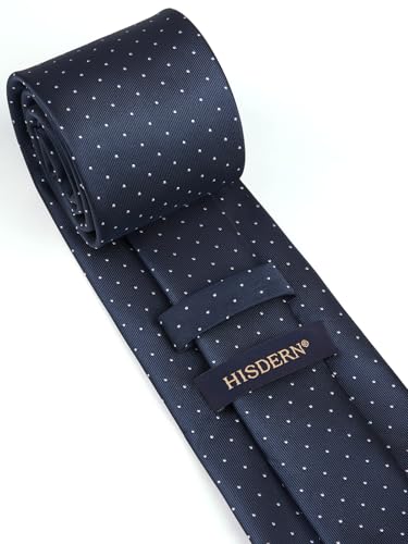 Image of HISDERN Polka Dot Ties for Men Classic Silk Ties and Pocket Square Formal Business Necktie Handkerchief Wedding Party
