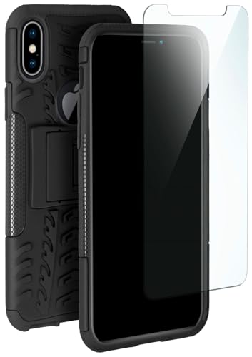 Protection blindé iPhone X et XS moex avec verre trempé et coque antichoc noire double couche