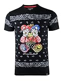 SCREENSHOT-S1169 Mens Streetwear Premium Designer Tee - Eye Covering Paisley Bandana Cartoon Character Teddy Bear Patch Embroidery T-Shirt-Black-Small