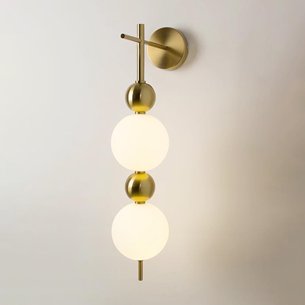 HXYSXHJUO Wall Lamps for Bedroom,Gold Sconce White Globe Light LED Sconces Lighting Fixture Living Room Lights Bedside Hallway Decor Mounted Indoor Washer (2)